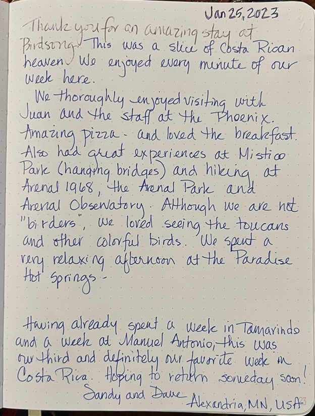 Guestbook note